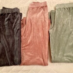 3 H&M Kids Velour wide leg Joggers - Black, Pink, and Green